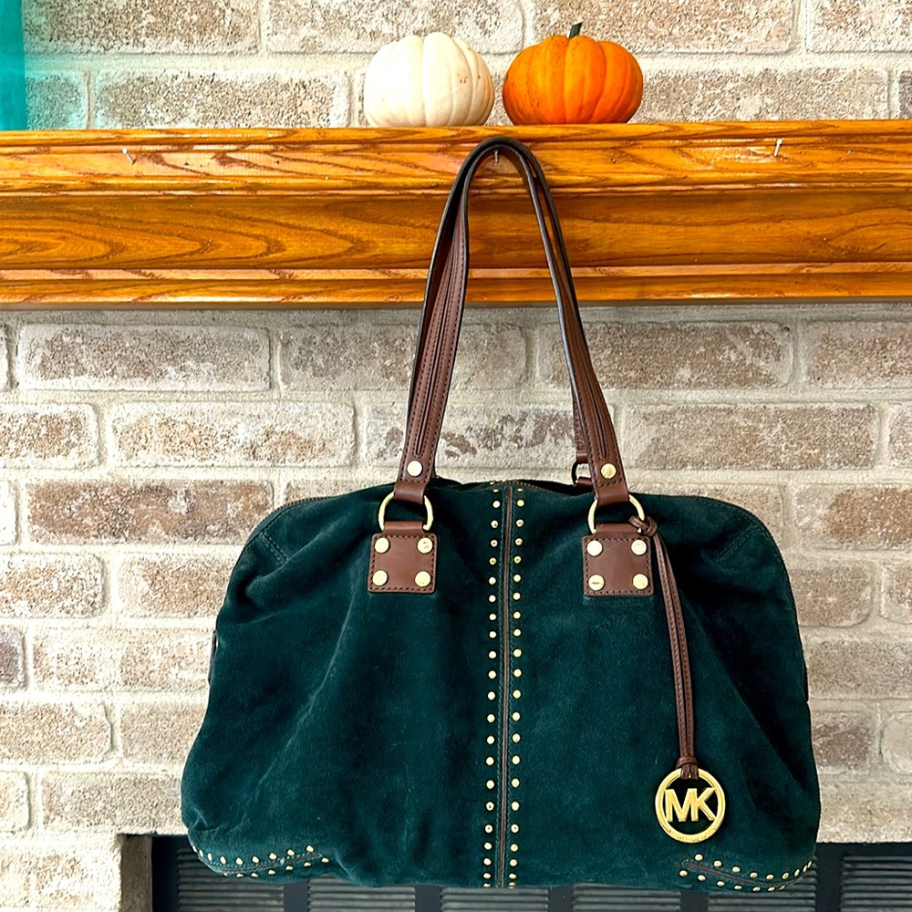Michael Kors oversized studded suede shoulder bag tote